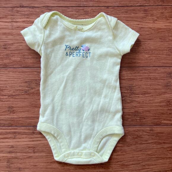 Carter’s “Pretty & Perfect” Yellow Onesie, Size NB - Picture 1 of 6